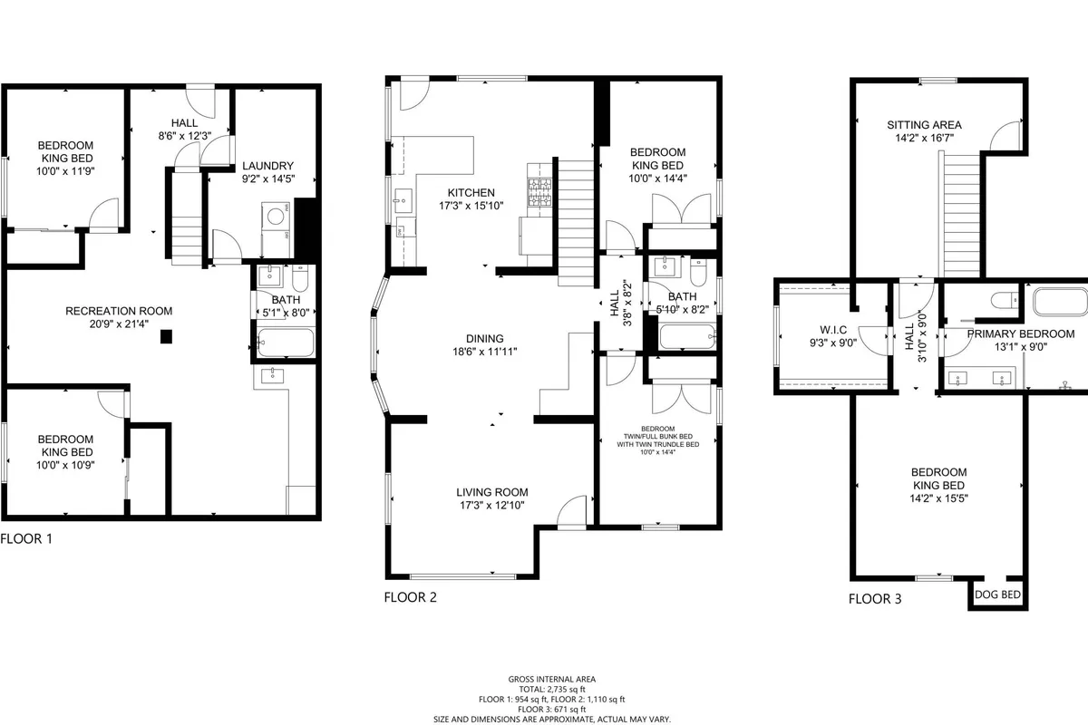 This wide-angle image captures the open-concept living area, seamlessly connecting the kitchen, dining space, and living room. The space is bathed in natural light, features modern furnishings, and includes plush seating and a spacious dining table, illustrating how the main communal areas flow together.